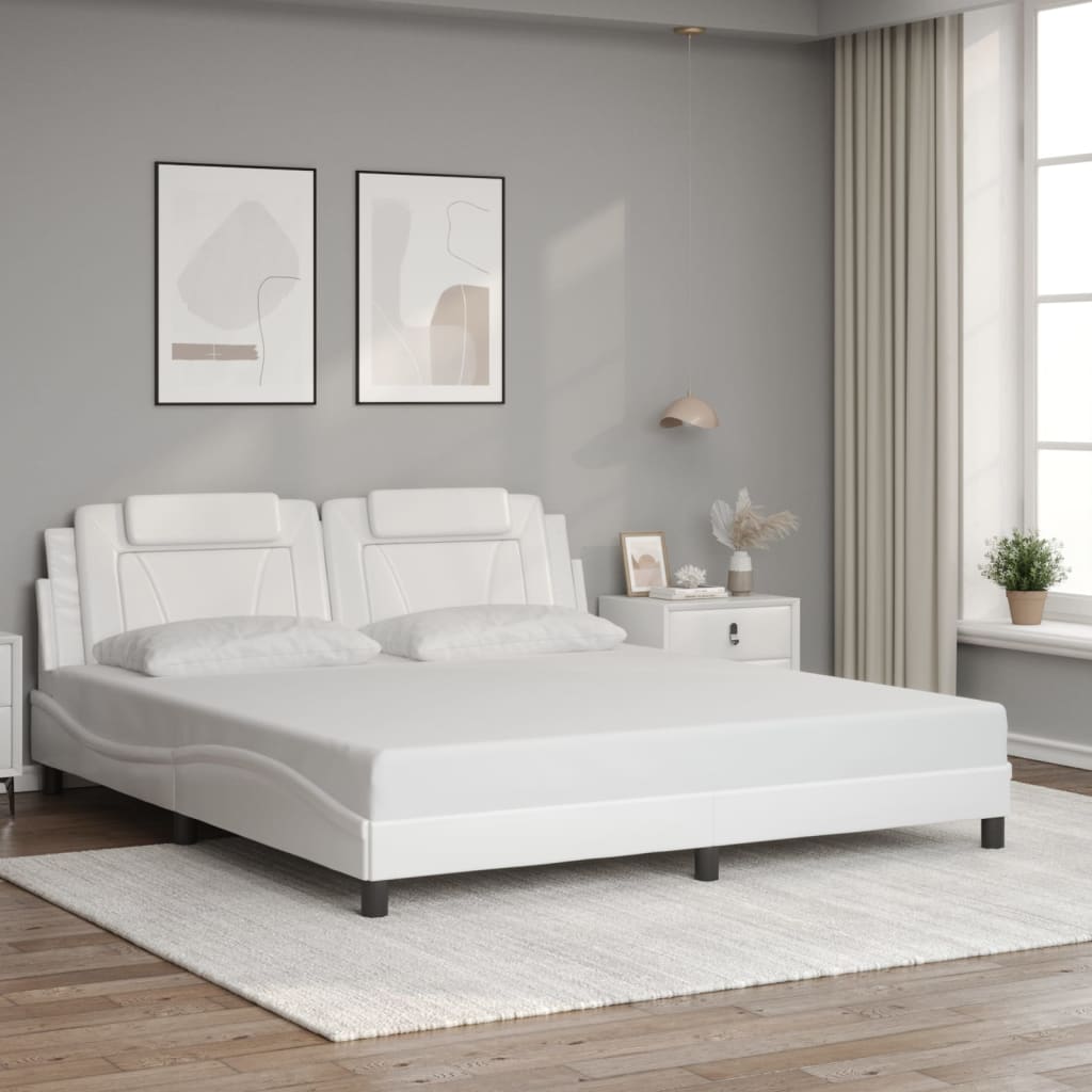 vidaXL Estructura de cama sin colchón cuero sintético blanco 180x200cm