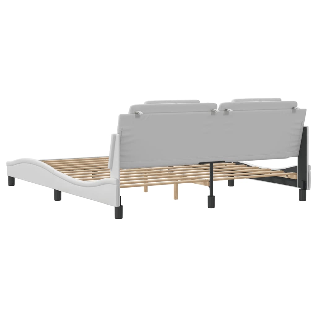 vidaXL Estructura de cama sin colchón cuero sintético blanco 180x200cm