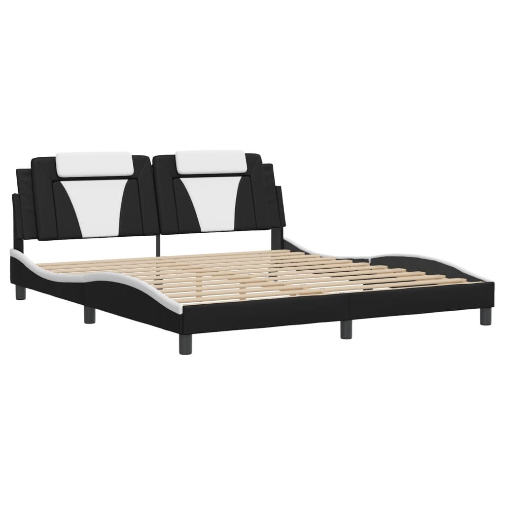 vidaXL Estructura de cama con cabecero cuero sintético negro y blanco