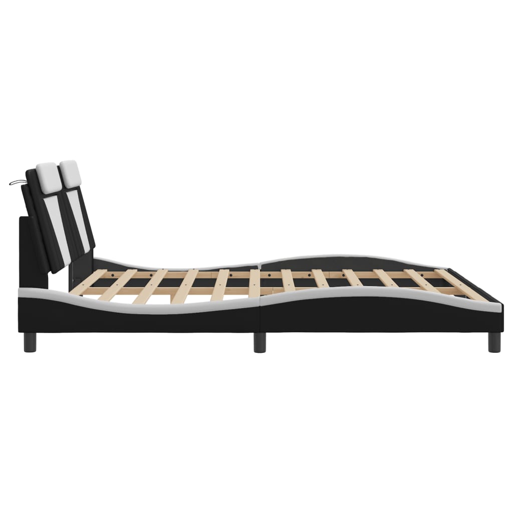 vidaXL Estructura de cama con cabecero cuero sintético negro y blanco