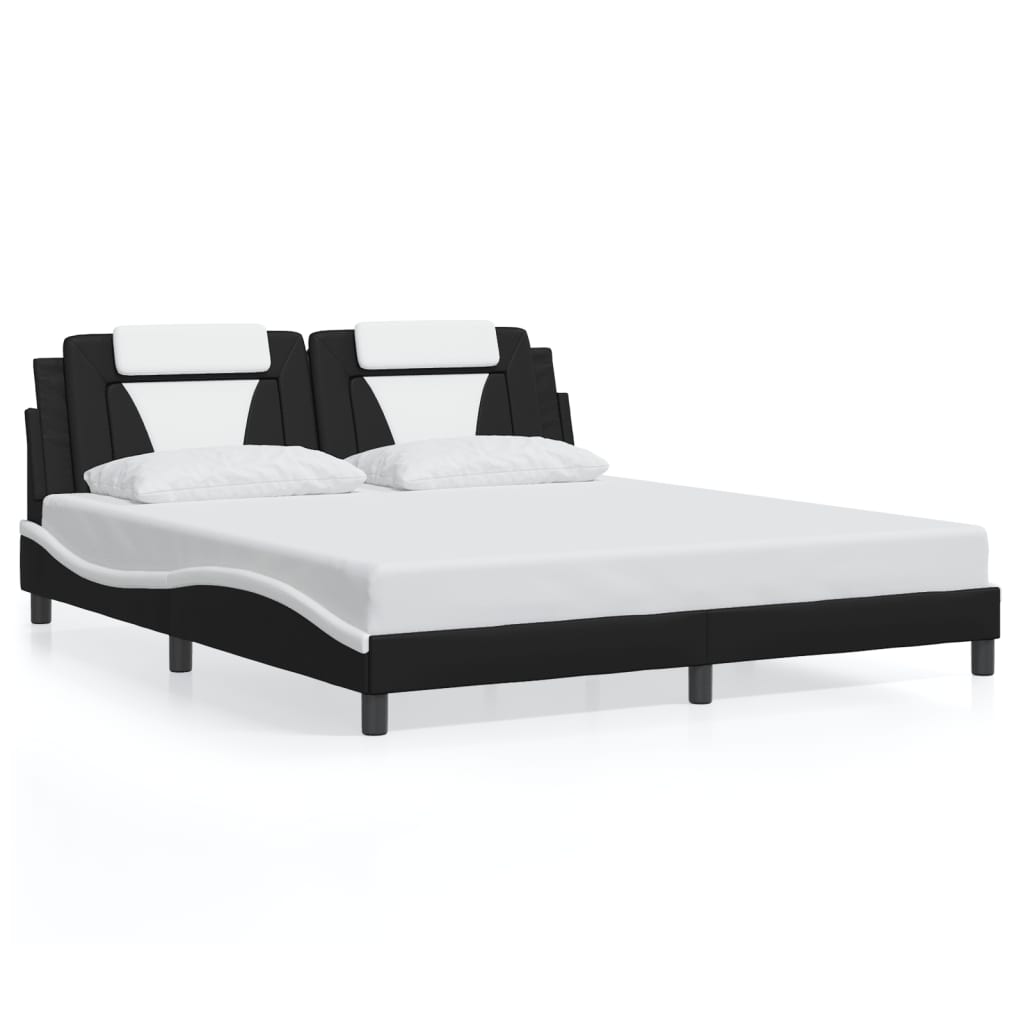 vidaXL Estructura de cama con cabecero cuero sintético negro y blanco