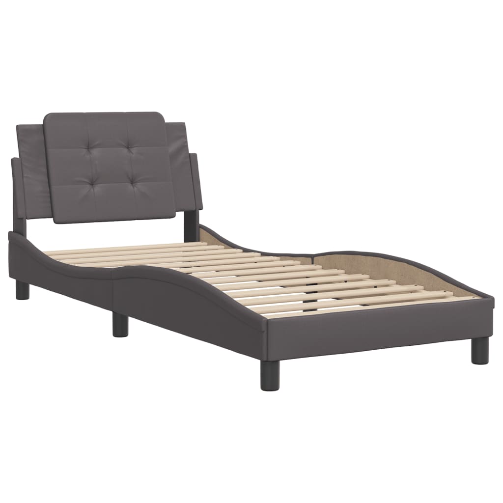 vidaXL Estructura de cama sin colchón cuero sintético gris 80x200 cm