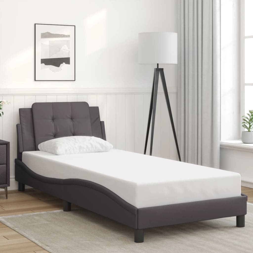 vidaXL Estructura de cama sin colchón cuero sintético gris 80x200 cm