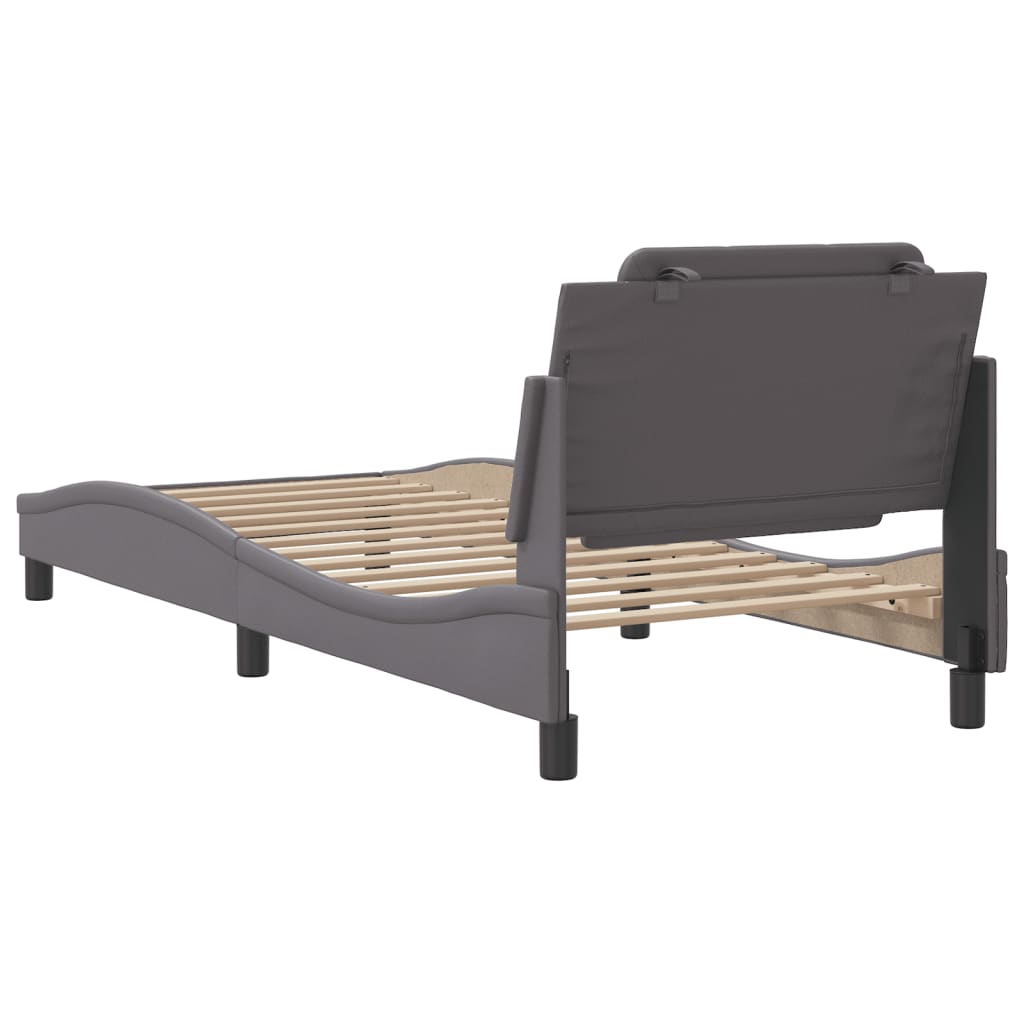 vidaXL Estructura de cama sin colchón cuero sintético gris 80x200 cm