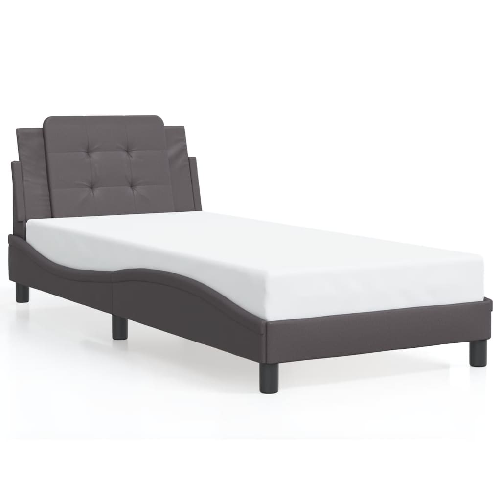 vidaXL Estructura de cama sin colchón cuero sintético gris 80x200 cm