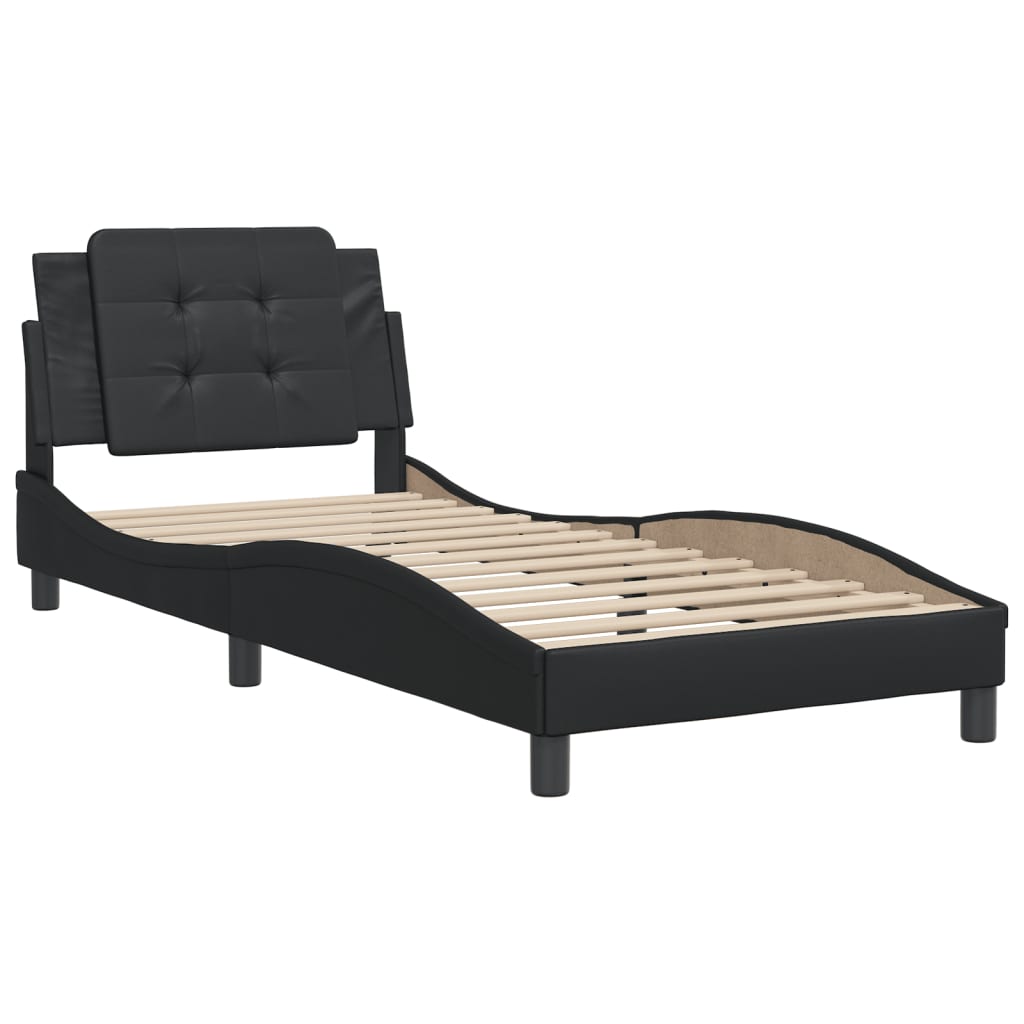 vidaXL Estructura de cama sin colchón cuero sintético negro 90x190 cm