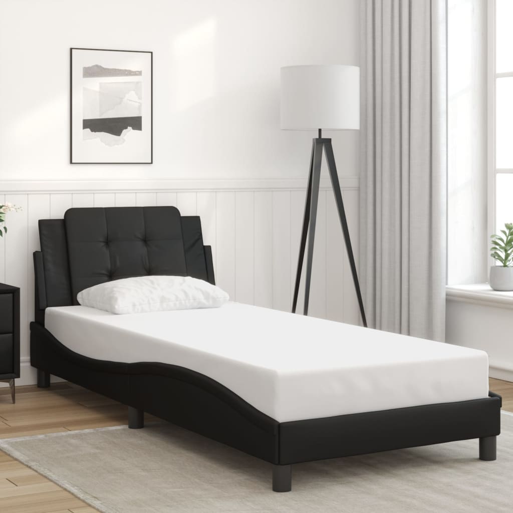 vidaXL Estructura de cama sin colchón cuero sintético negro 90x190 cm