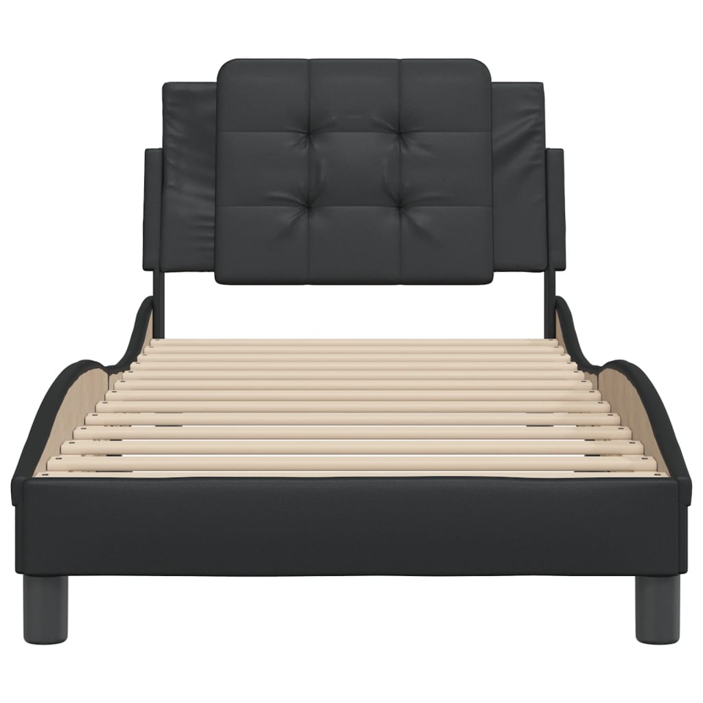 vidaXL Estructura de cama sin colchón cuero sintético negro 90x190 cm