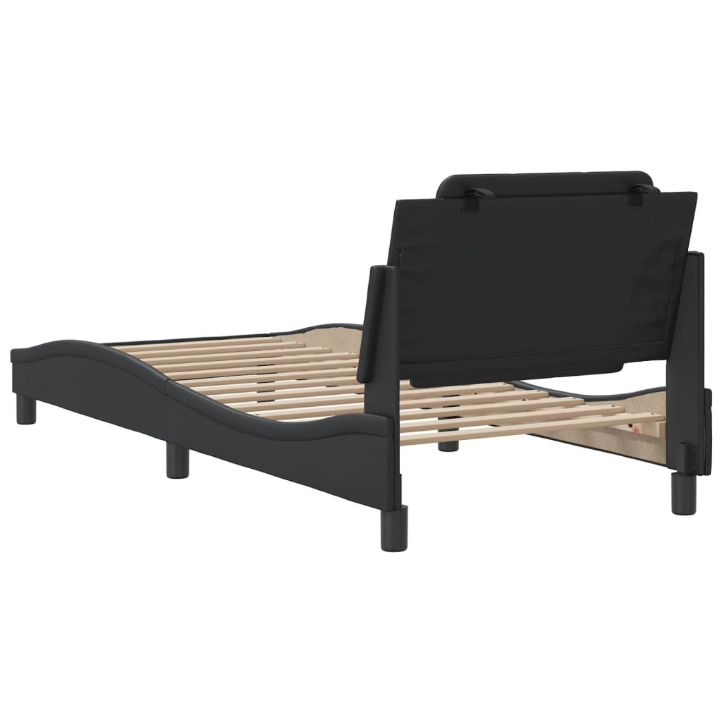 vidaXL Estructura de cama sin colchón cuero sintético negro 90x190 cm