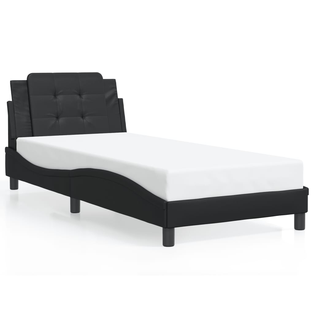 vidaXL Estructura de cama sin colchón cuero sintético negro 90x190 cm