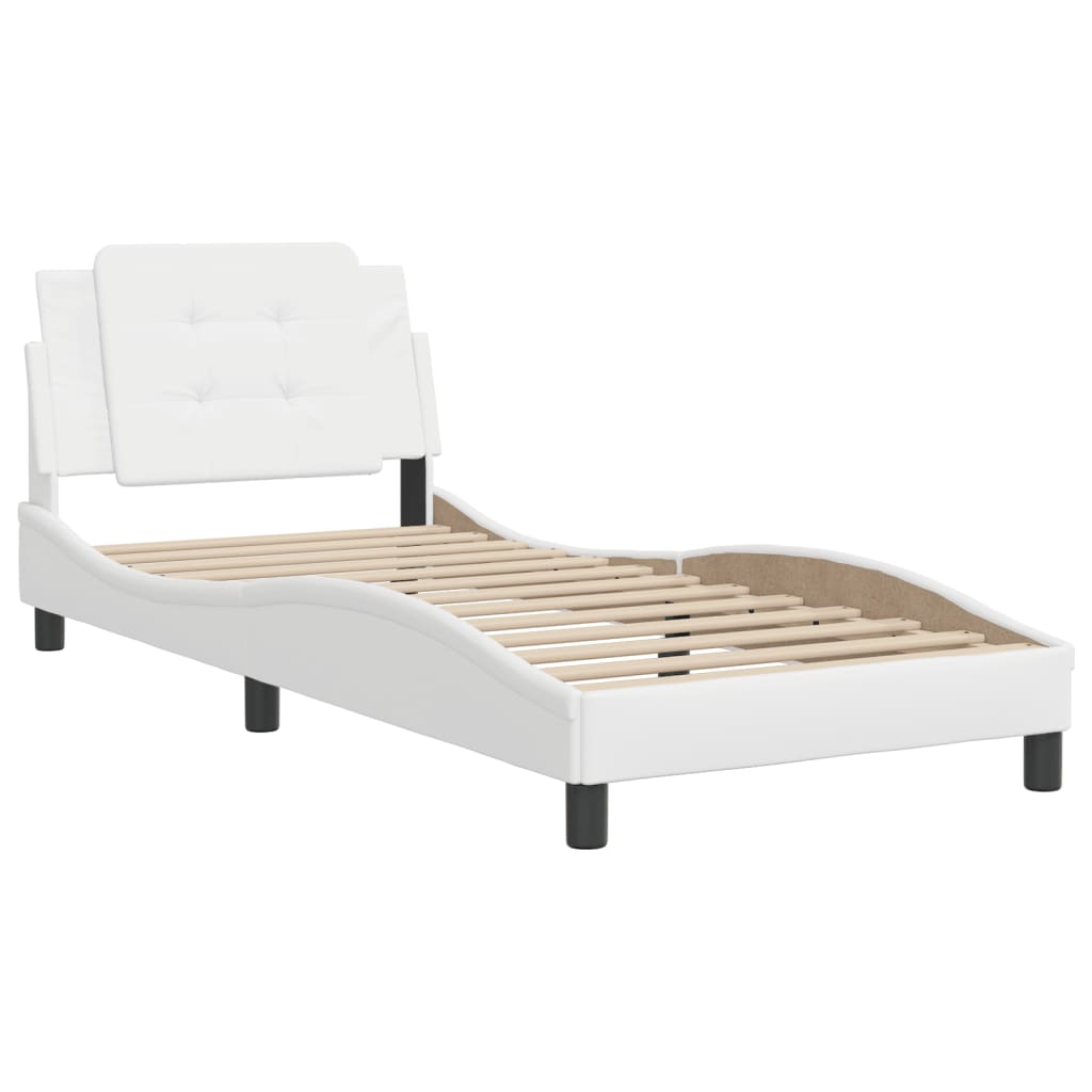 vidaXL Estructura de cama sin colchón cuero sintético blanco 90x190 cm