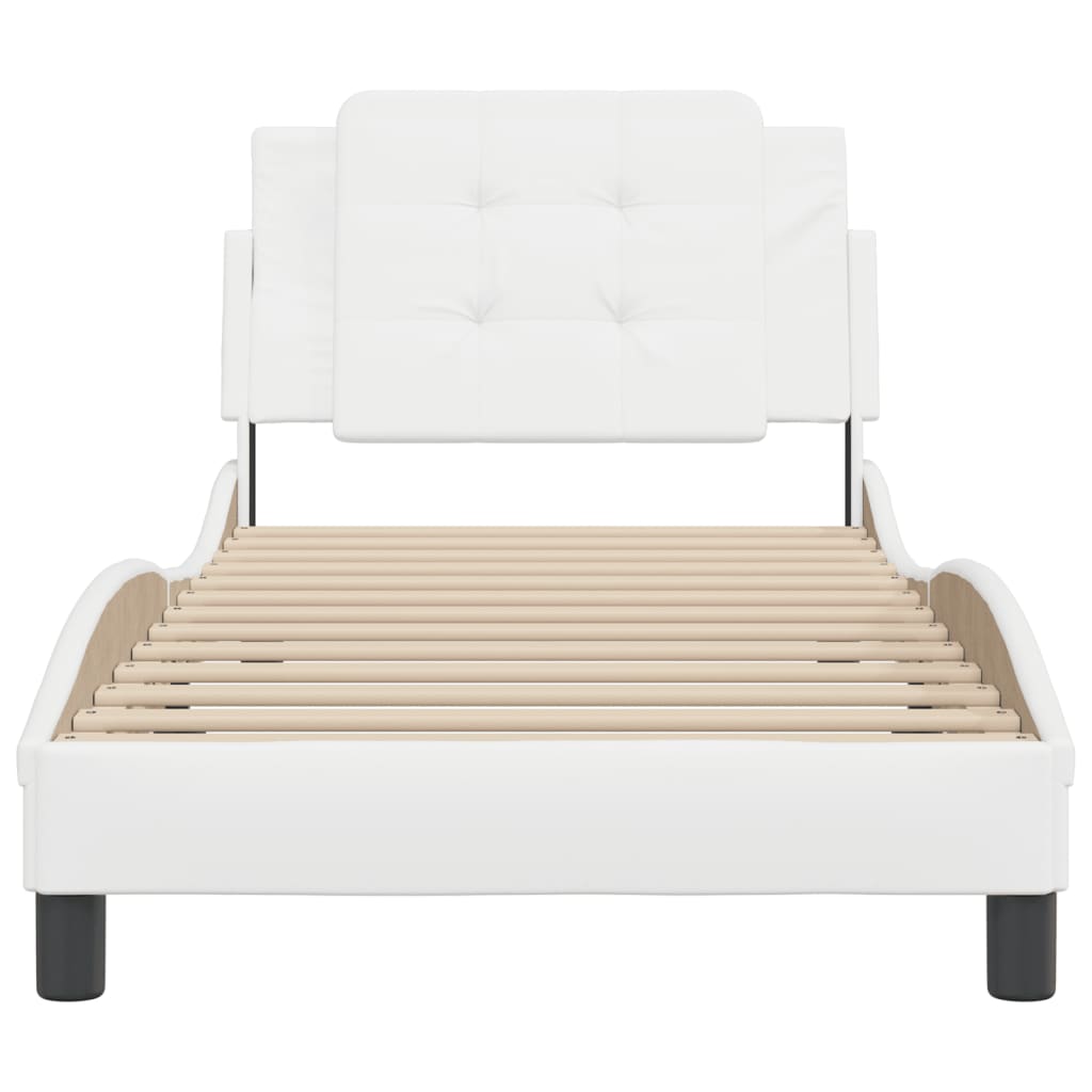 vidaXL Estructura de cama sin colchón cuero sintético blanco 90x190 cm