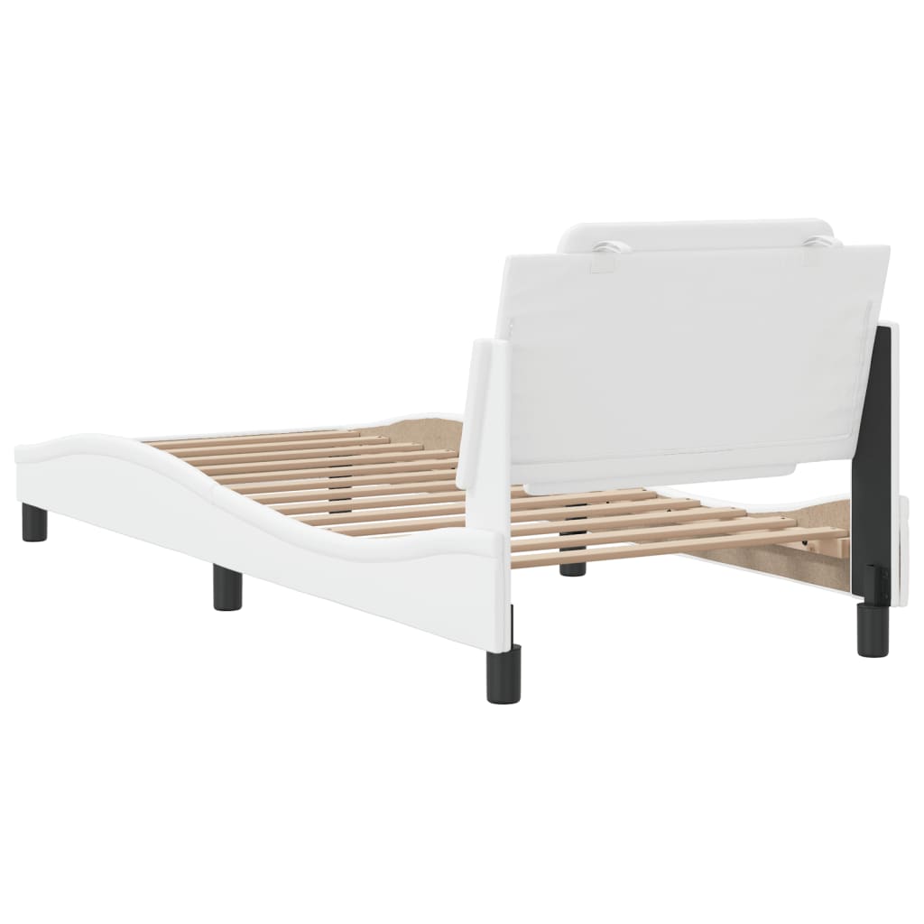 vidaXL Estructura de cama sin colchón cuero sintético blanco 90x190 cm