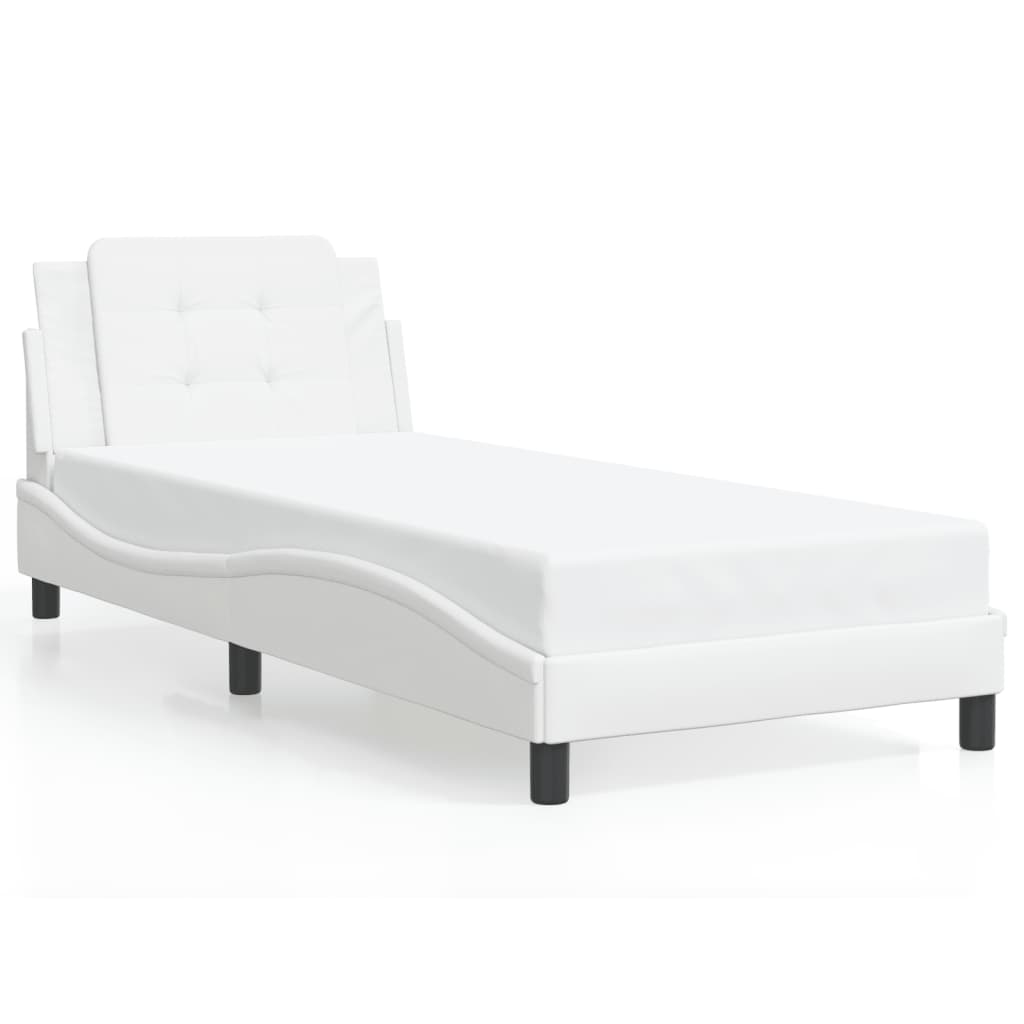 vidaXL Estructura de cama sin colchón cuero sintético blanco 90x190 cm