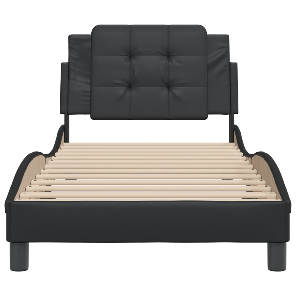 vidaXL Estructura de cama sin colchón cuero sintético negro 90x200 cm