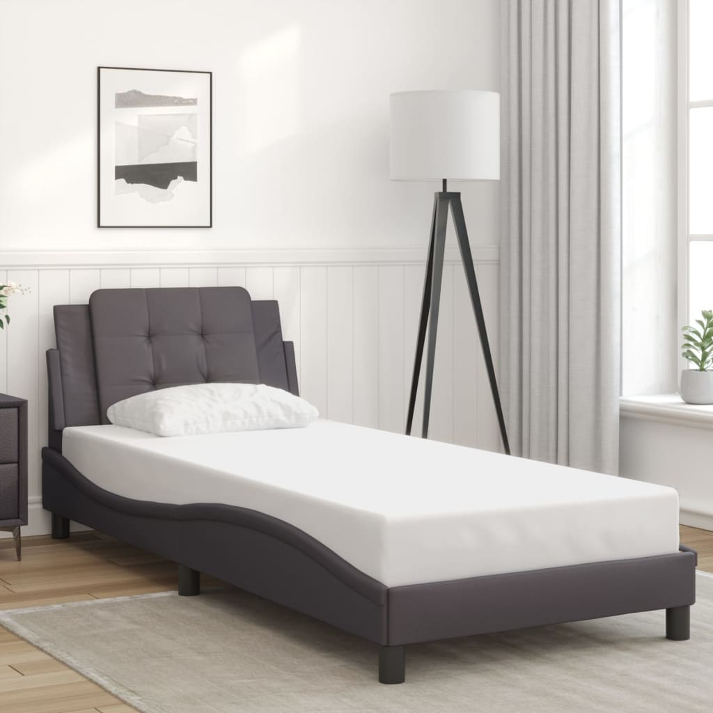 vidaXL Estructura de cama sin colchón cuero sintético gris 90x200 cm