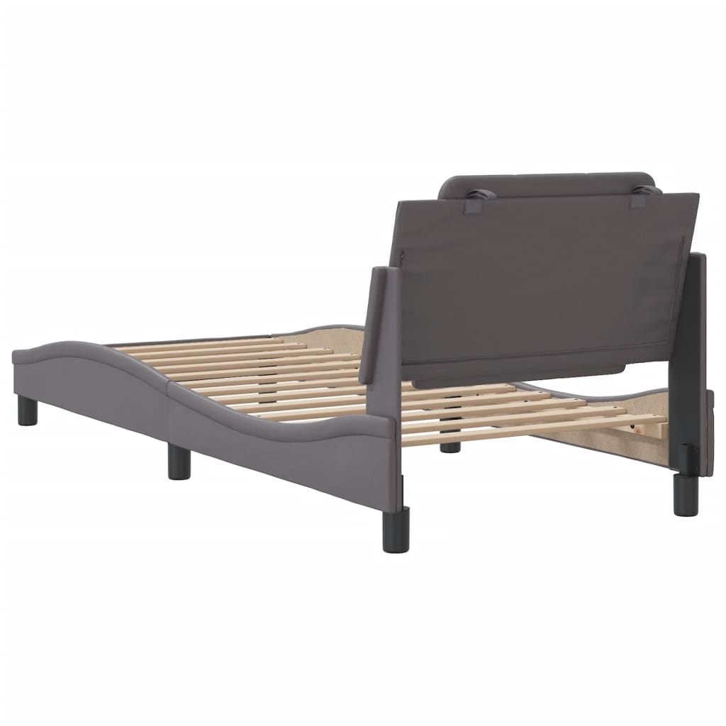 vidaXL Estructura de cama sin colchón cuero sintético gris 90x200 cm