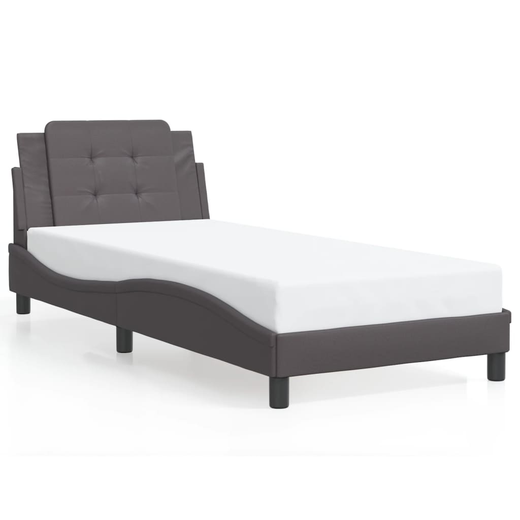 vidaXL Estructura de cama sin colchón cuero sintético gris 90x200 cm