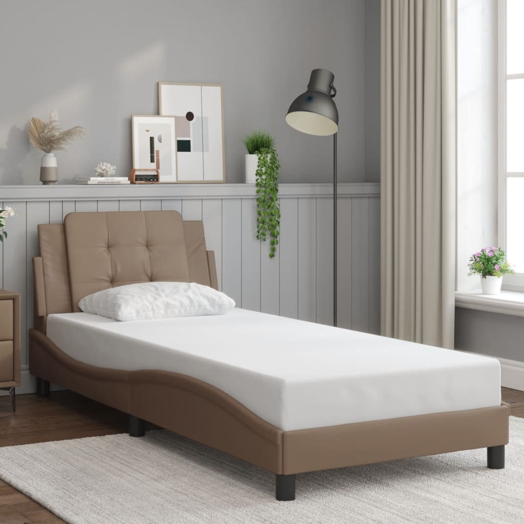 vidaXL Estructura cama sin colchón cuero sintético capuchino 90x200 cm