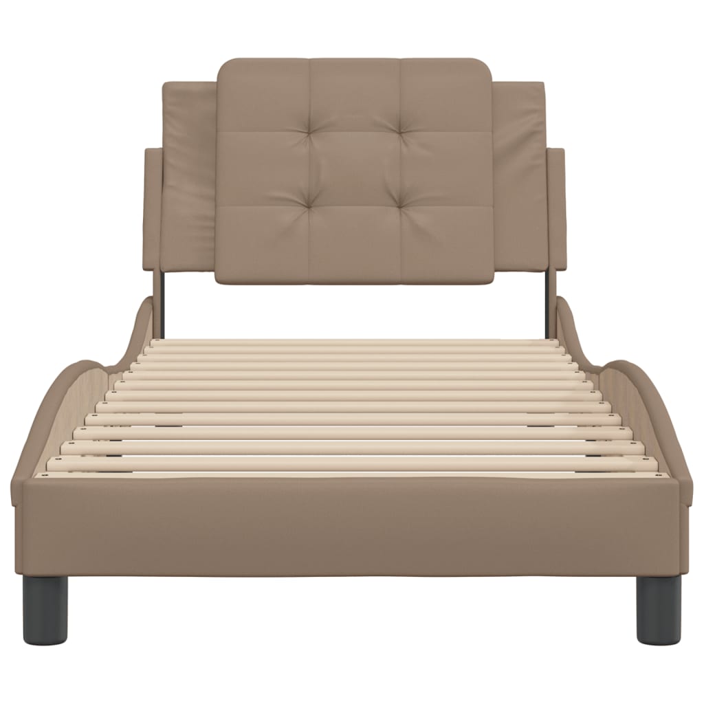 vidaXL Estructura de cama cabecero cuero sintético capuchino 90x200 cm