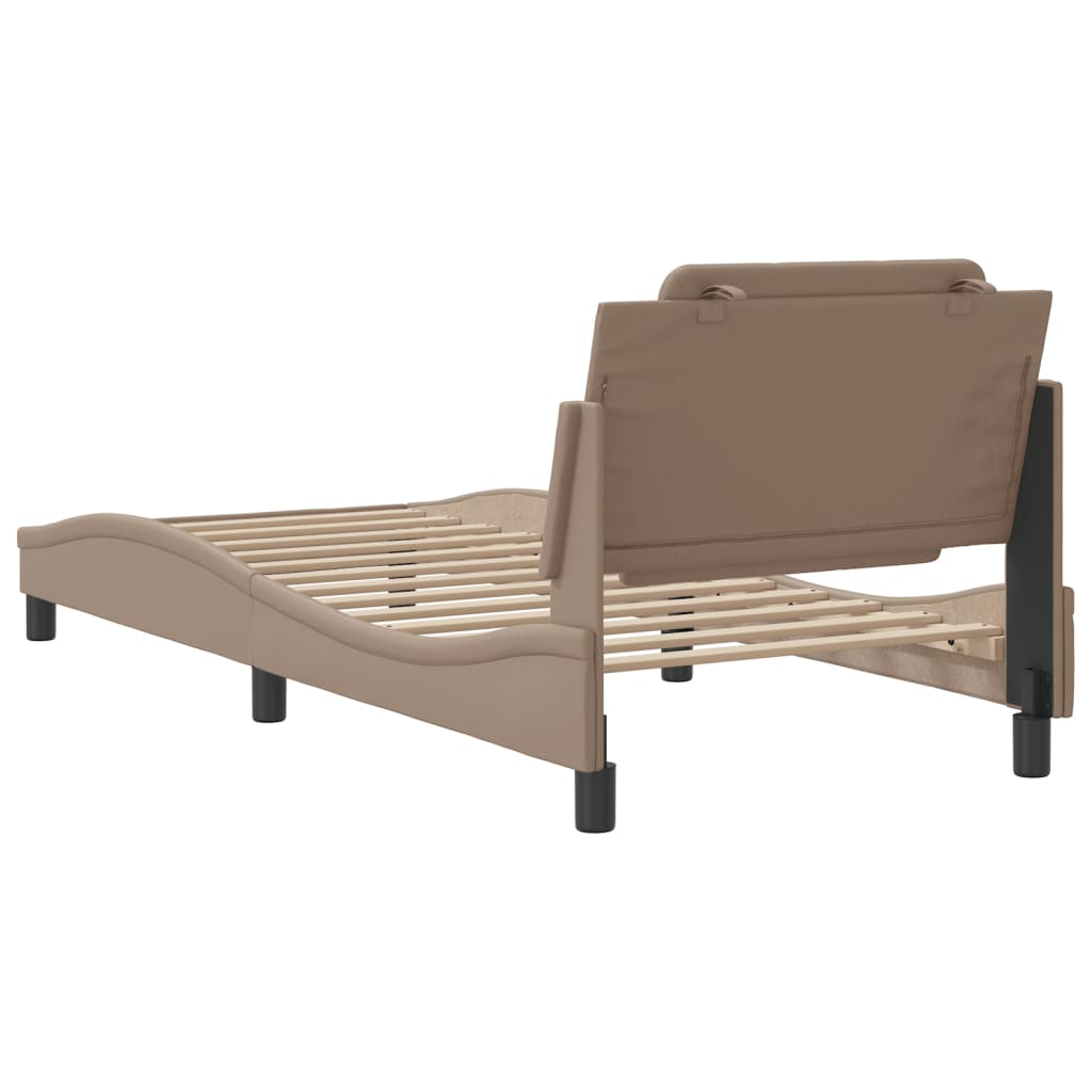 vidaXL Estructura de cama cabecero cuero sintético capuchino 90x200 cm