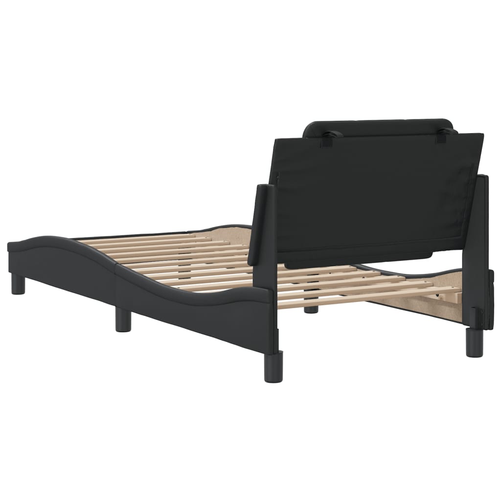 vidaXL Estructura de cama sin colchón cuero sintético negro 100x200 cm