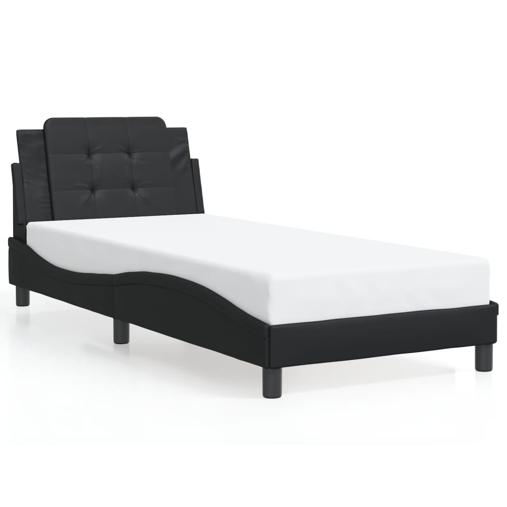 vidaXL Estructura de cama sin colchón cuero sintético negro 100x200 cm