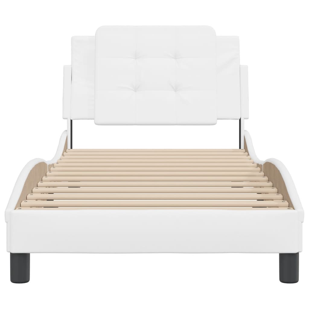 vidaXL Estructura de cama sin colchón cuero sintético blanco 100x200cm