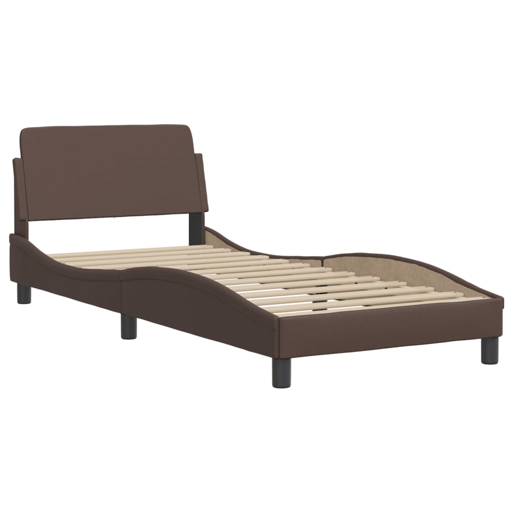vidaXL Estructura de cama cabecero cuero sintético marrón 100x200 cm