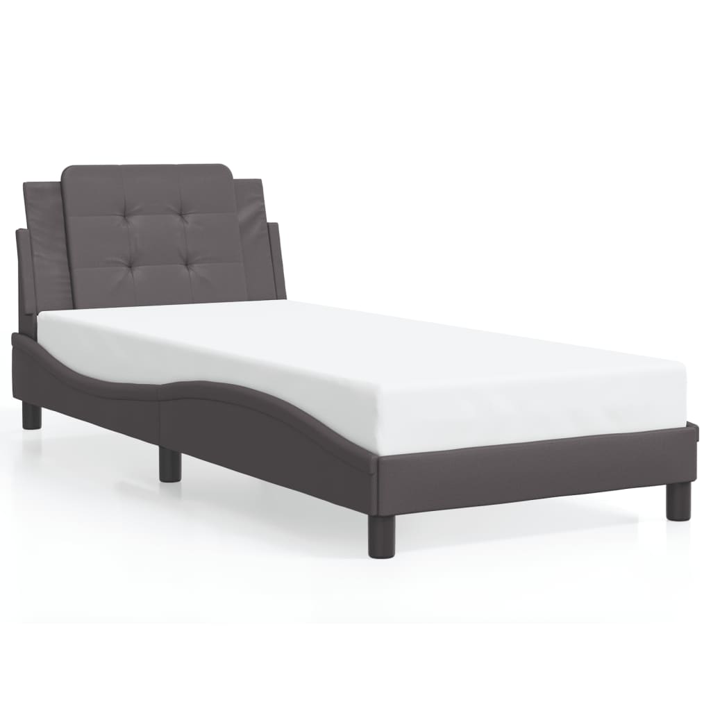 vidaXL Estructura de cama sin colchón cuero sintético gris 100x200 cm