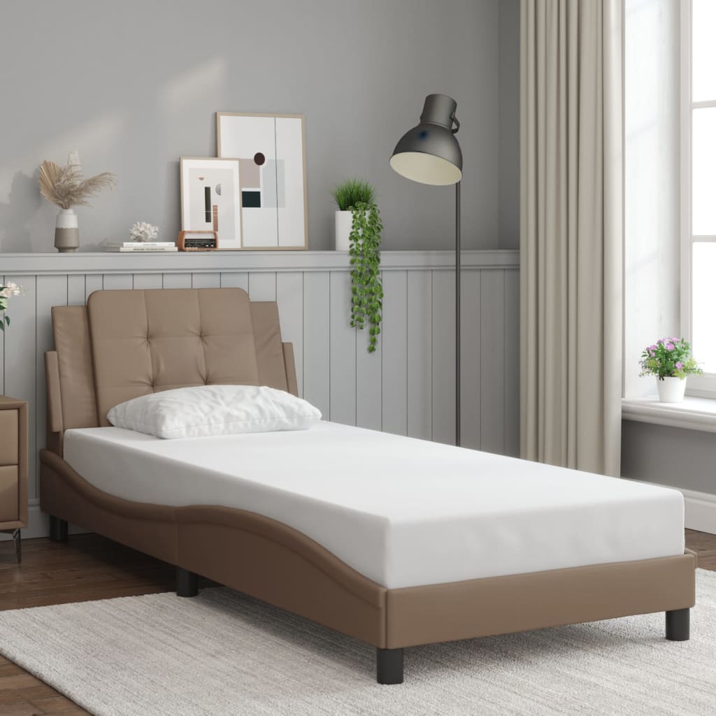 vidaXL Estructura cama sin colchón cuero sintético capuchino 100x200cm