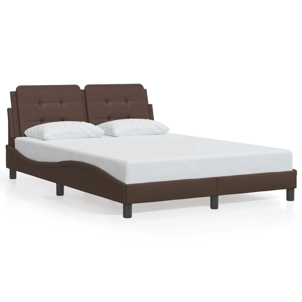 vidaXL Estructura de cama sin colchón cuero sintético marrón 120x200cm