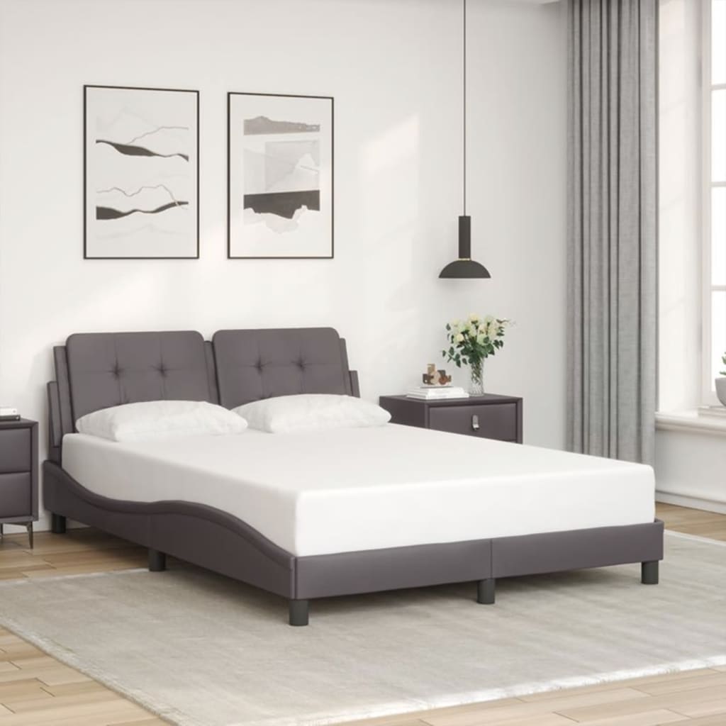 vidaXL Estructura de cama sin colchón cuero sintético gris 120x200 cm