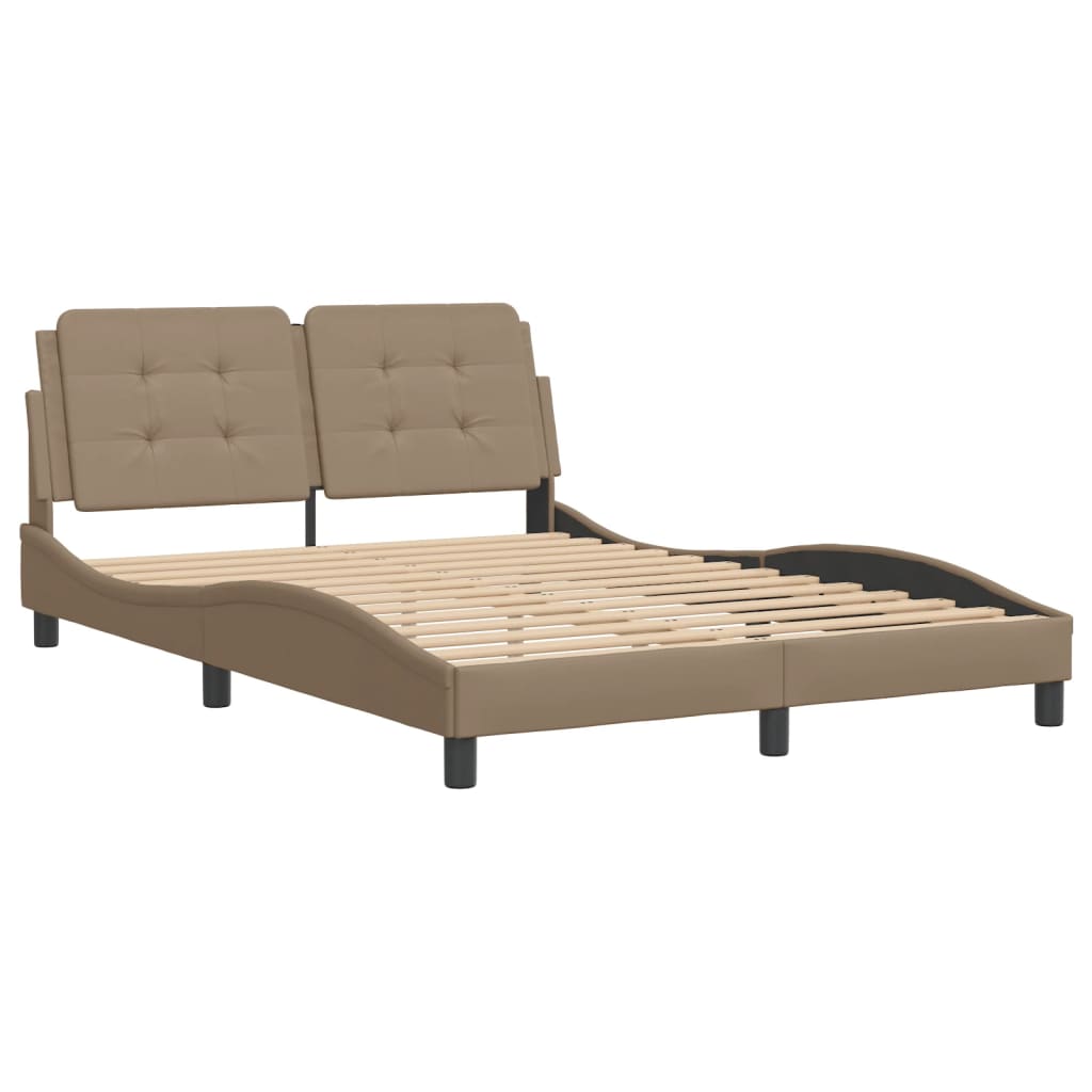 vidaXL Estructura cama sin colchón cuero sintético capuchino 120x200cm