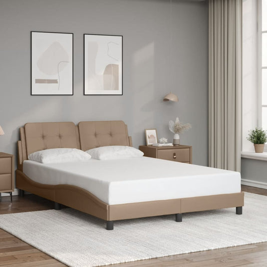 vidaXL Estructura cama sin colchón cuero sintético capuchino 120x200cm