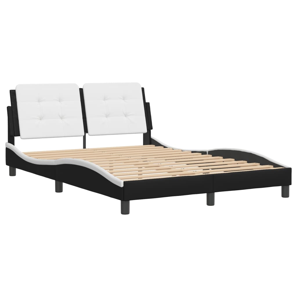 vidaXL Estructura cama cabecero cuero sintético negro blanco 120x200cm