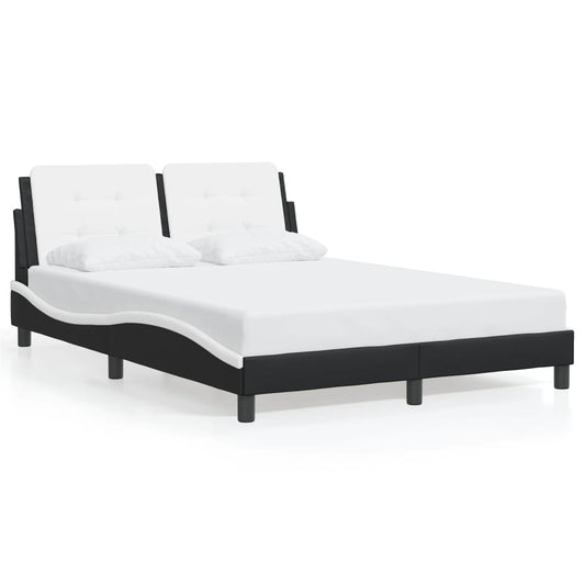 vidaXL Estructura cama cabecero cuero sintético negro blanco 120x200cm