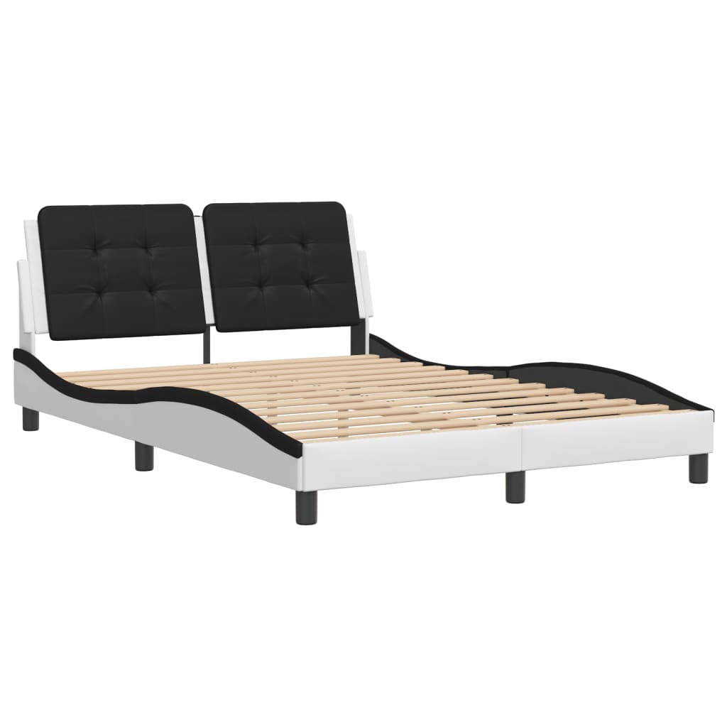 vidaXL Estructura cama cabecero cuero sintético blanco negro 120x200cm