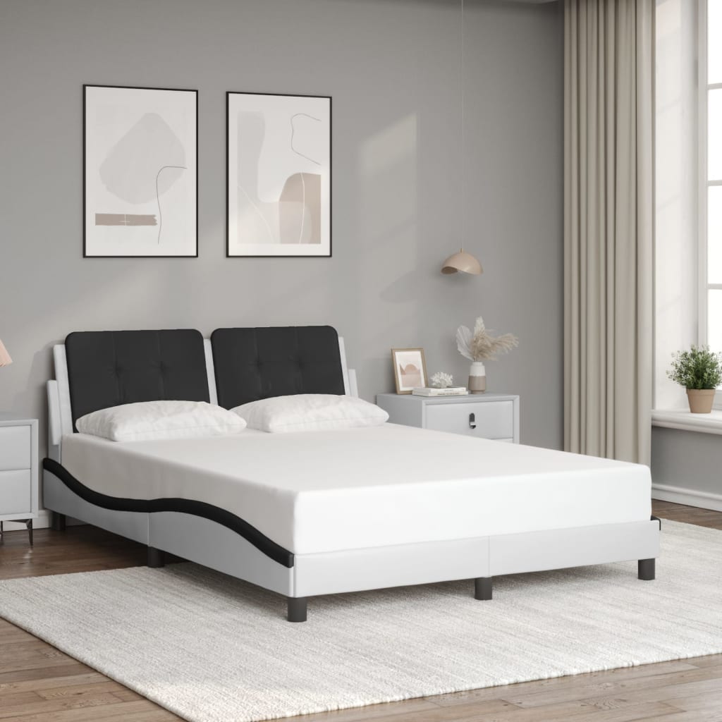 vidaXL Estructura cama cabecero cuero sintético blanco negro 120x200cm