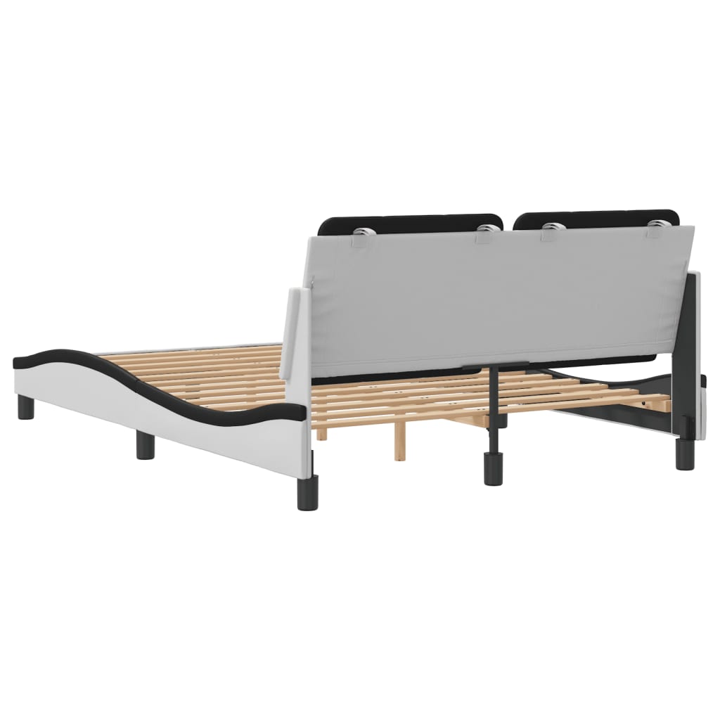 vidaXL Estructura cama cabecero cuero sintético blanco negro 120x200cm