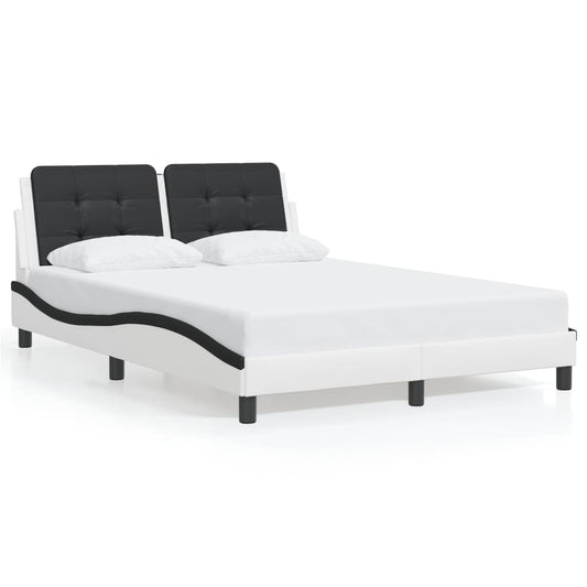 vidaXL Estructura cama cabecero cuero sintético blanco negro 120x200cm