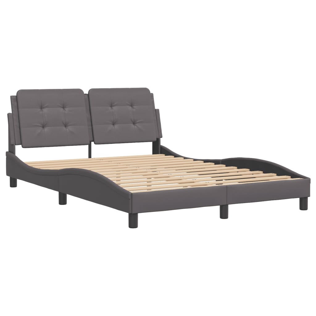 vidaXL Estructura de cama sin colchón cuero sintético gris 140x190 cm