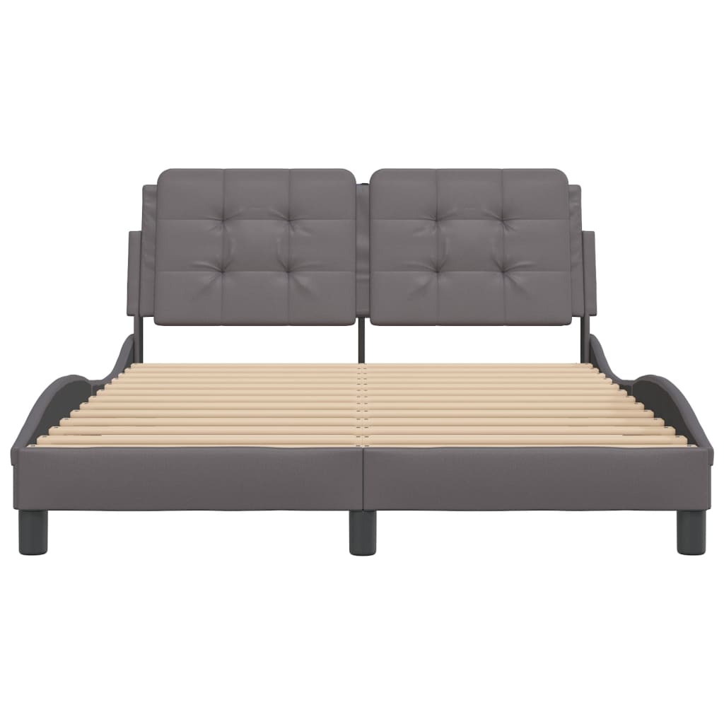 vidaXL Estructura de cama sin colchón cuero sintético gris 140x190 cm