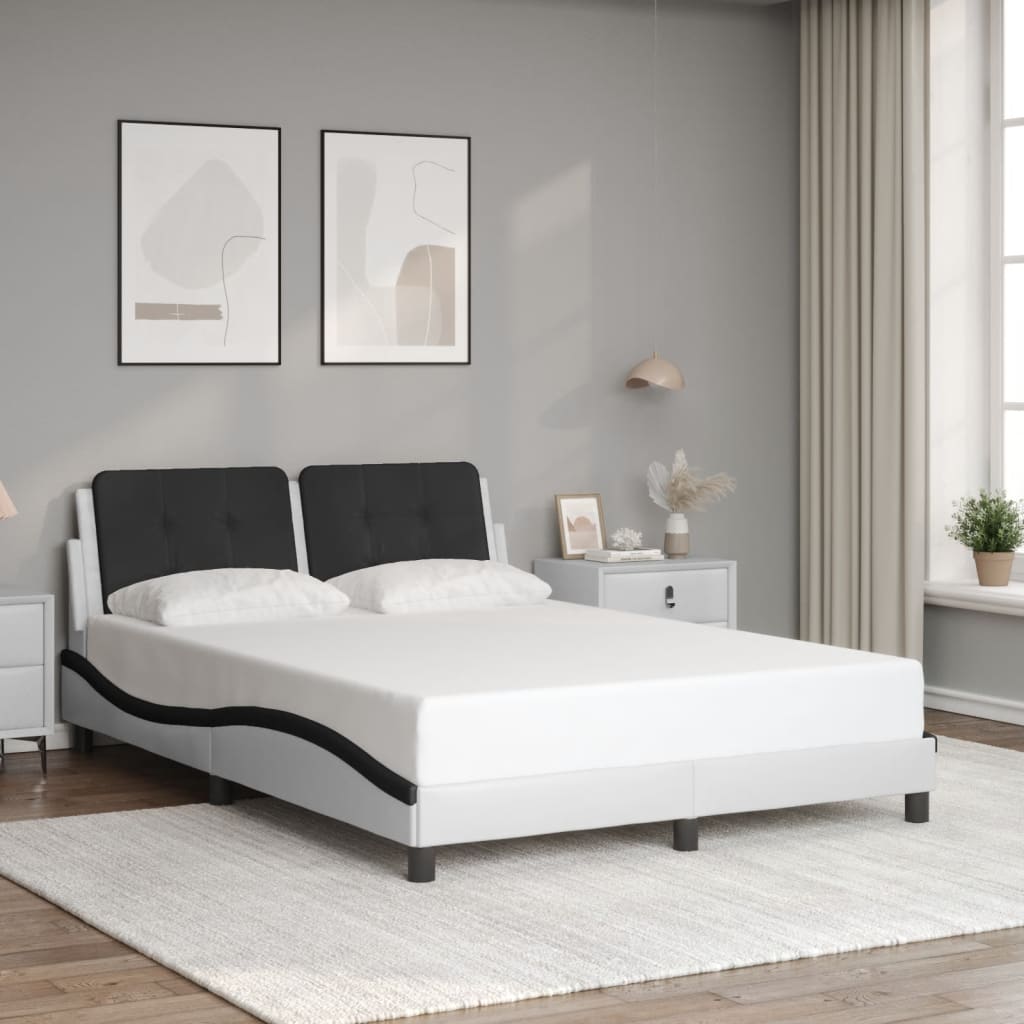 vidaXL Estructura de cama con cabecero cuero sintético blanco y negro