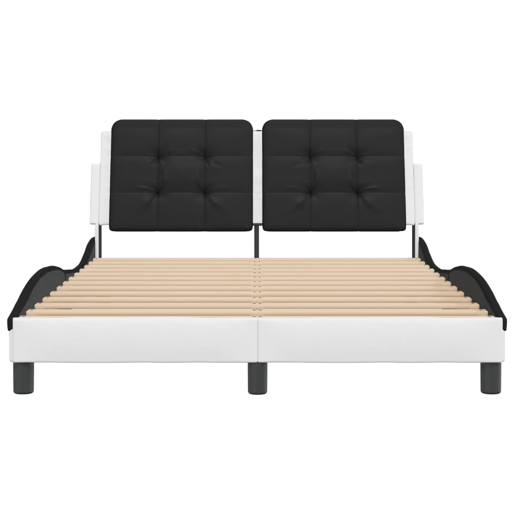 vidaXL Estructura de cama con cabecero cuero sintético blanco y negro