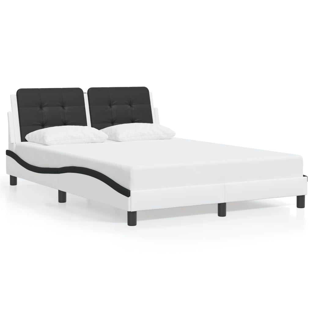 vidaXL Estructura de cama con cabecero cuero sintético blanco y negro