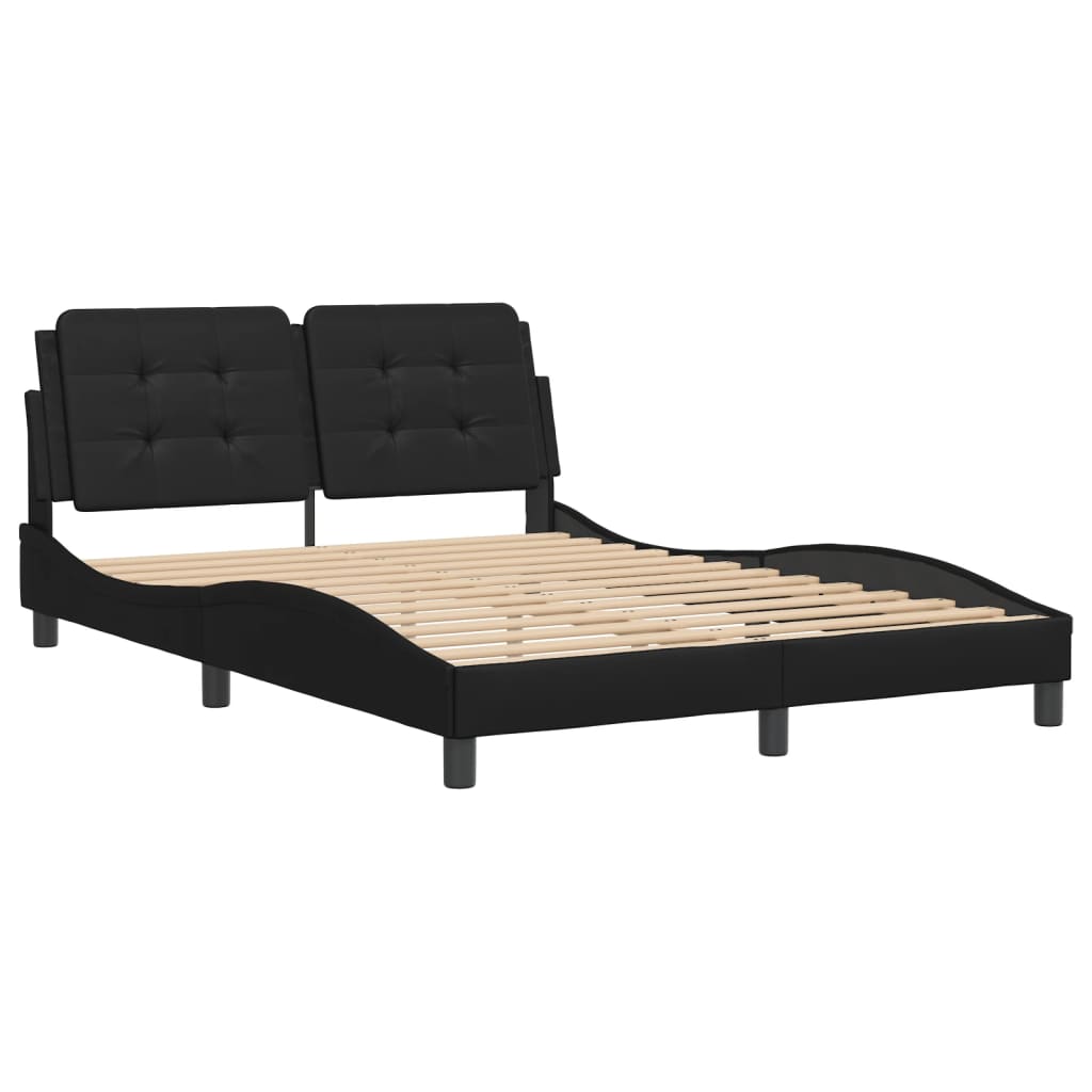 vidaXL Estructura de cama sin colchón cuero sintético negro 140x200 cm