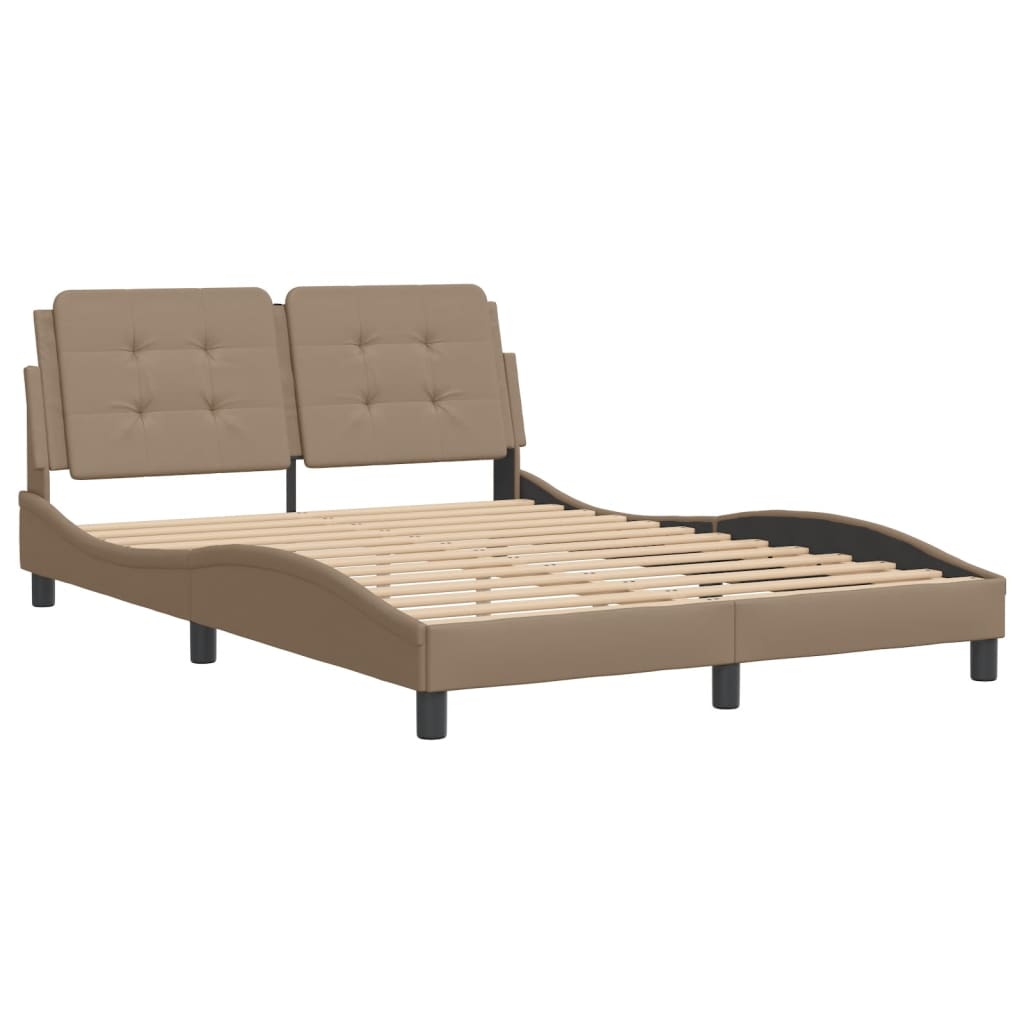 vidaXL Estructura cama sin colchón cuero sintético capuchino 140x200cm