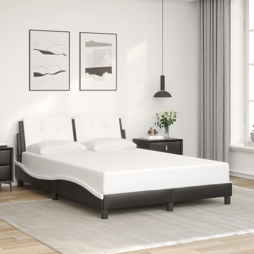 vidaXL Estructura cama cabecero cuero sintético negro blanco 140x200cm