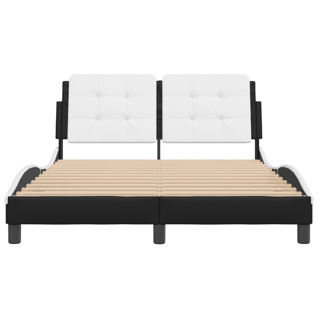 vidaXL Estructura cama cabecero cuero sintético negro blanco 140x200cm